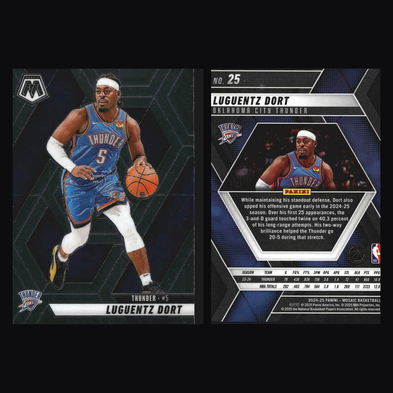 2024-25 Panini Mosaic Luguentz Dort #25 Oklahoma City Thunder - Basketball Card Single