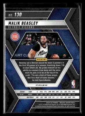 2024-25 Panini Mosaic Malik Beasley #130 Green Mosaic Detroit Pistons