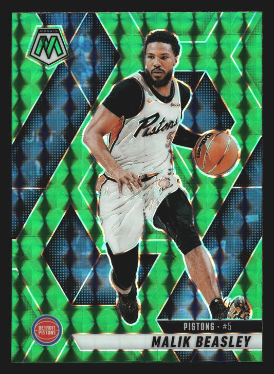 2024-25 Panini Mosaic Malik Beasley #130 Green Mosaic Prizm Detroit Pistons