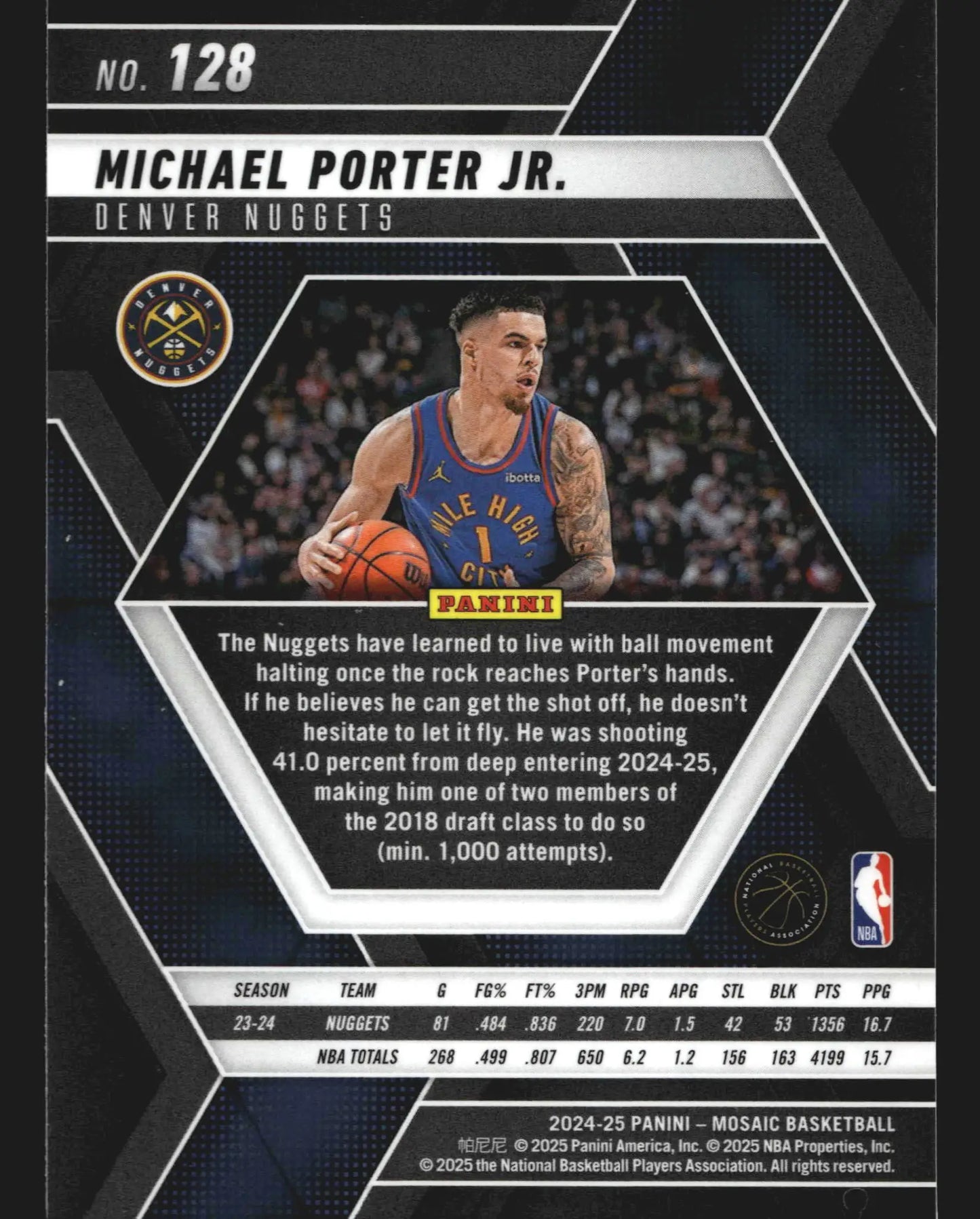 2024-25 Panini Mosaic Michael Porter Jr. #128 Denver Nuggets