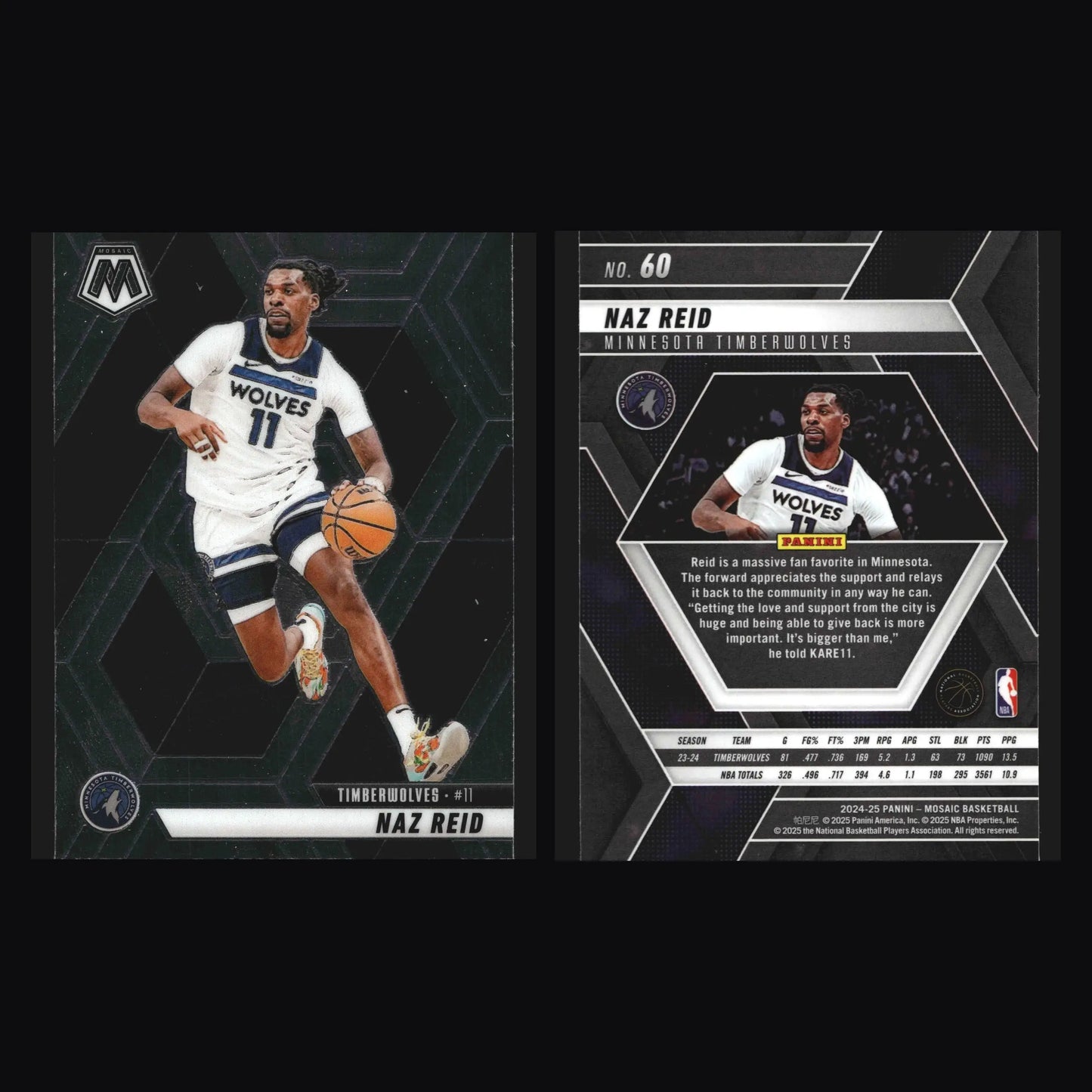 2024-25 Panini Mosaic Naz Reid #60 Minnesota Timberwolves - Basketball Card Single