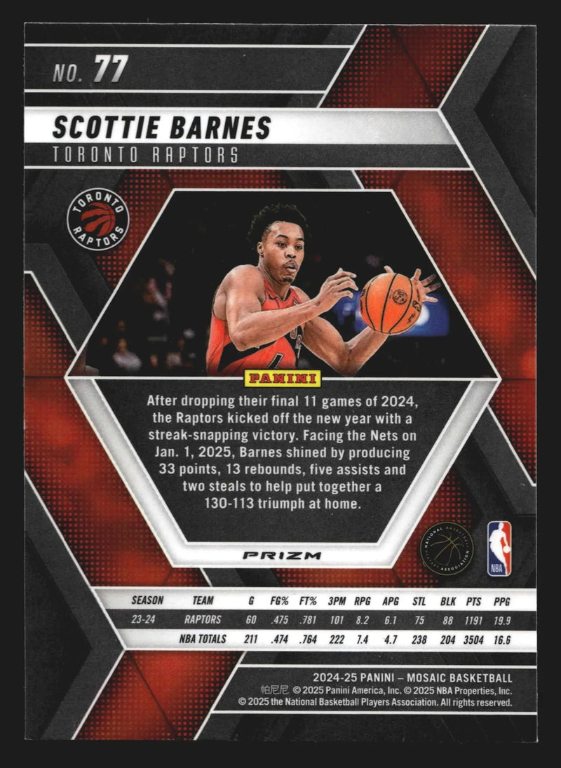 2024-25 Panini Mosaic Scottie Barnes #77 Mosaic Parallel Toronto Raptors