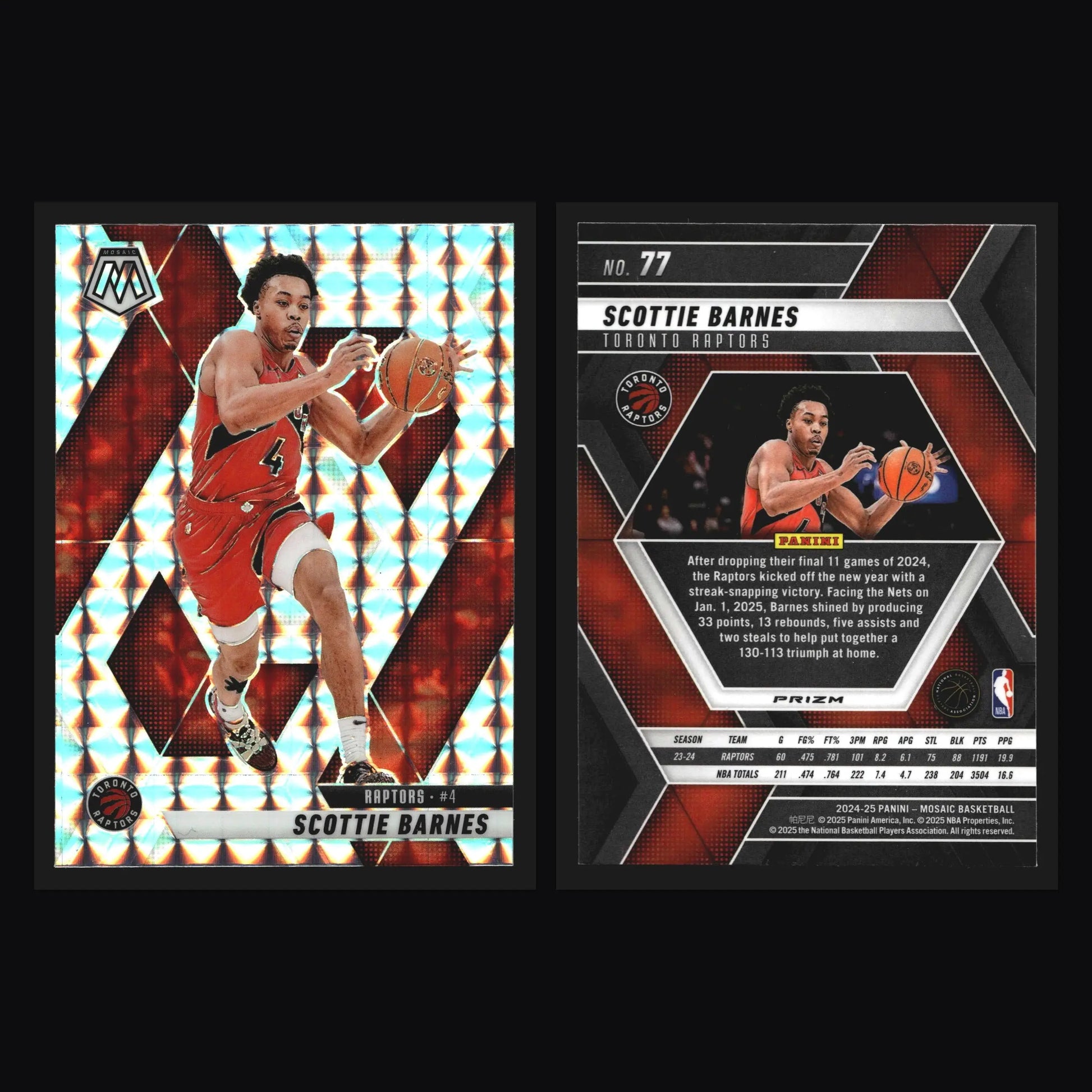 2024-25 Panini Mosaic Scottie Barnes #77 Mosaic Parallel Toronto Raptors