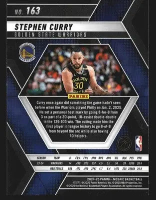 2024-25 Panini Mosaic Stephen Curry #163 Golden State Warriors - Basketball Card Single