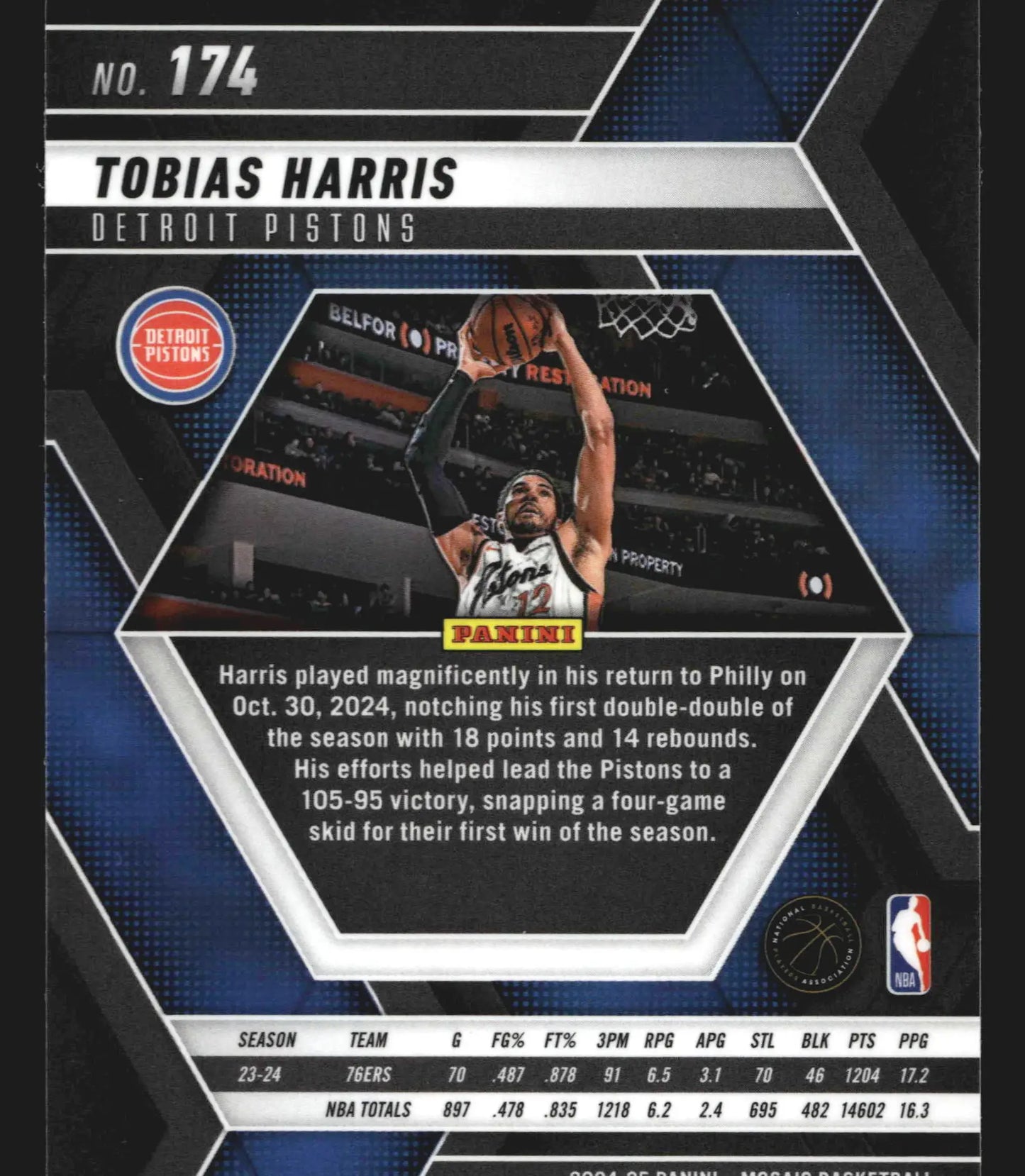 2024-25 Panini Mosaic Tobias Harris #174 Detroit Pistons
