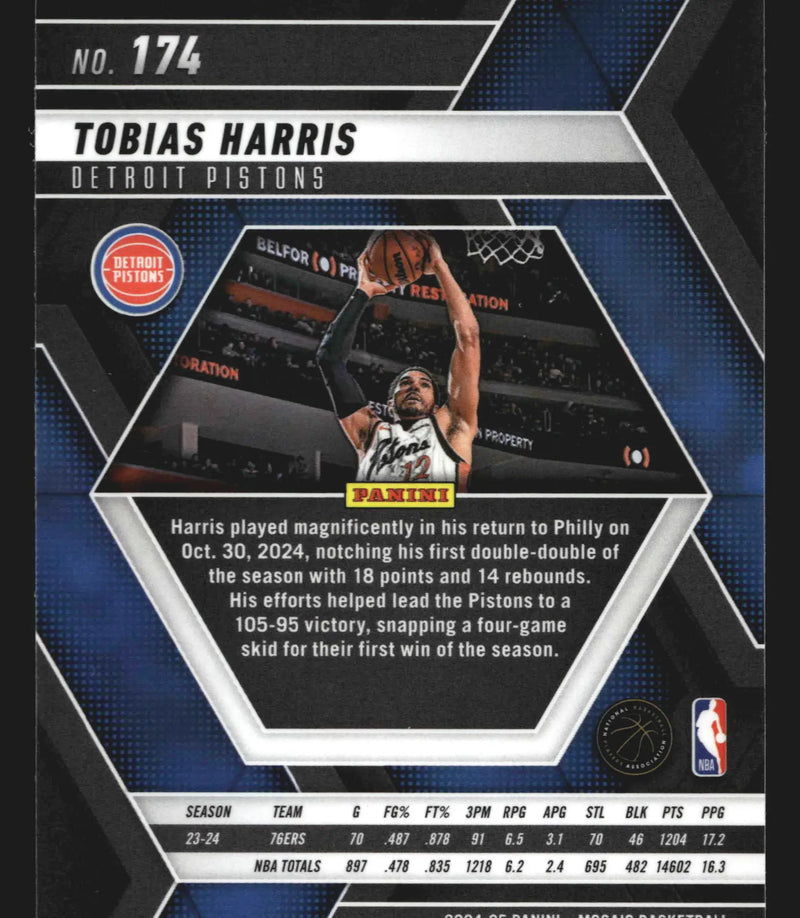 2024-25 Panini Mosaic Tobias Harris #174 Detroit Pistons