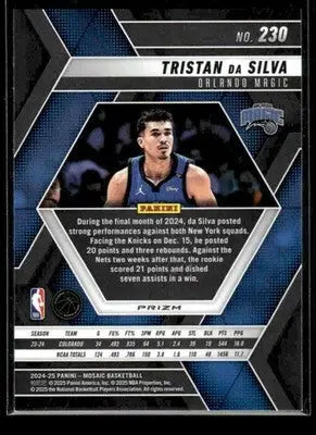 2024-25 Panini Mosaic Tristan da Silva #230 Green Mosaic RC Orlando Magic - Basketball Card Single