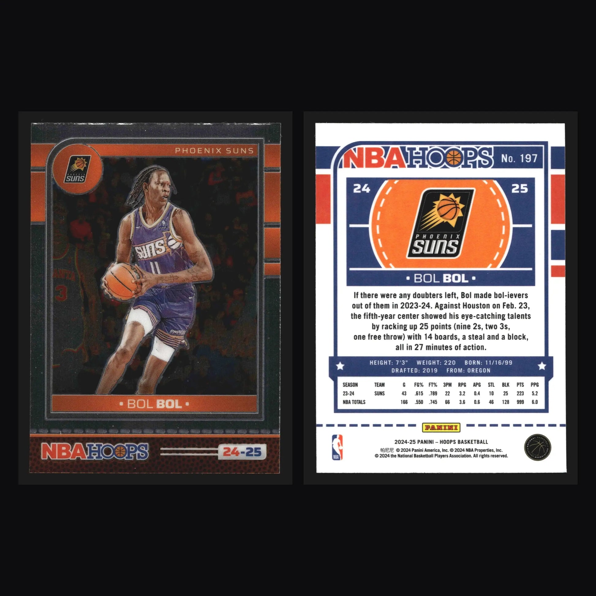 2024-25 Panini NBA Hoops Bol Bol #197 Premium Stock Phoenix Suns - Basketball Card Single