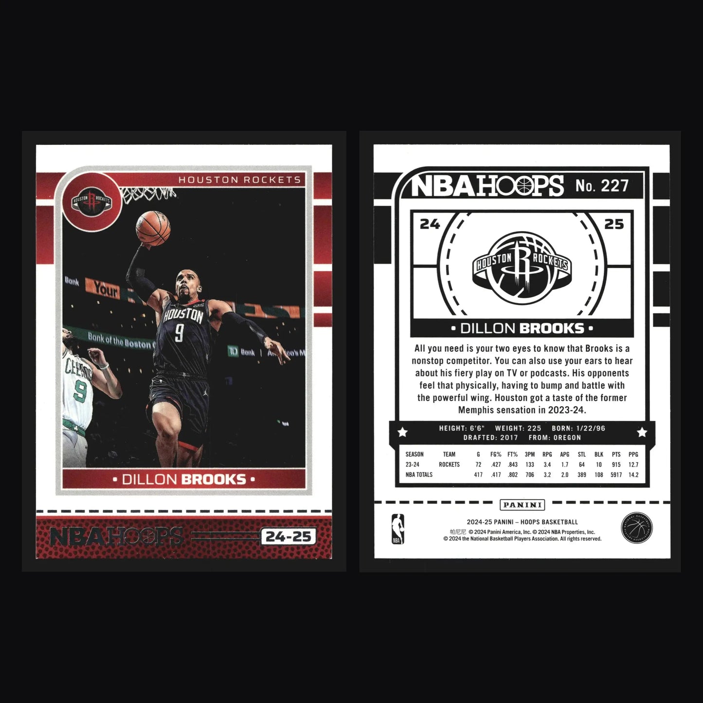 2024-25 Panini NBA Hoops Dillon Brooks #227 Houston Rockets - Basketball Card Single