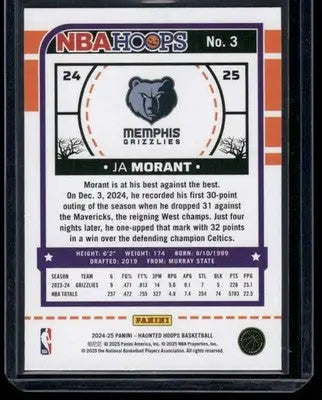 2024-25 Panini NBA Hoops Haunted Hoops Ja Morant #No. 3 Basketball - Basketball Card Single