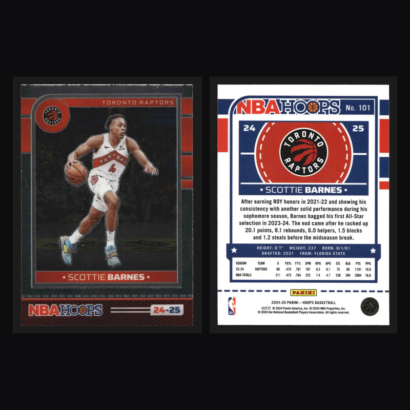 2024-25 Panini NBA Hoops Scottie Barnes #101 Premium Stock Toronto Raptors