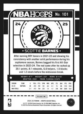 2024-25 Panini NBA Hoops Scottie Barnes #101 Toronto Raptors