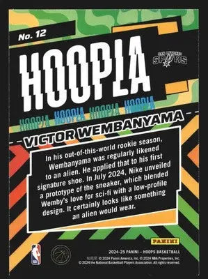 2024-25 Panini NBA Hoops Victor Wembanyama #12 Hoopla Insert Spurs - Basketball Card Single