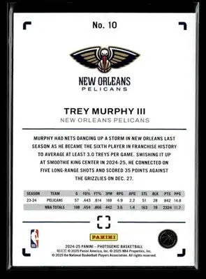 2024-25 Panini PhotoGenic #10 Trey Murphy III - Basketball Card Single