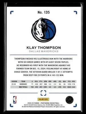 2024-25 Panini PhotoGenic #135 Klay Thompson - Basketball Card Single