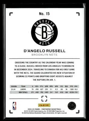 2024-25 Panini PhotoGenic #15 D’Angelo Russell - Basketball Card Single