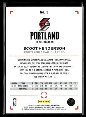 2024-25 Panini PhotoGenic #3 Scoot Henderson - Basketball Card Single