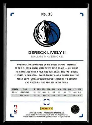 2024-25 Panini PhotoGenic #33 Dereck Lively II - Basketball Card Single