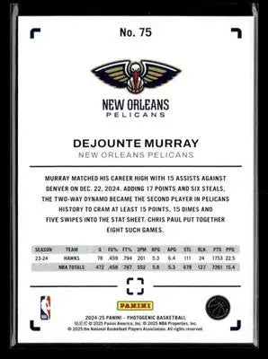 2024-25 Panini PhotoGenic #75 Dejounte Murray - Basketball Card Single