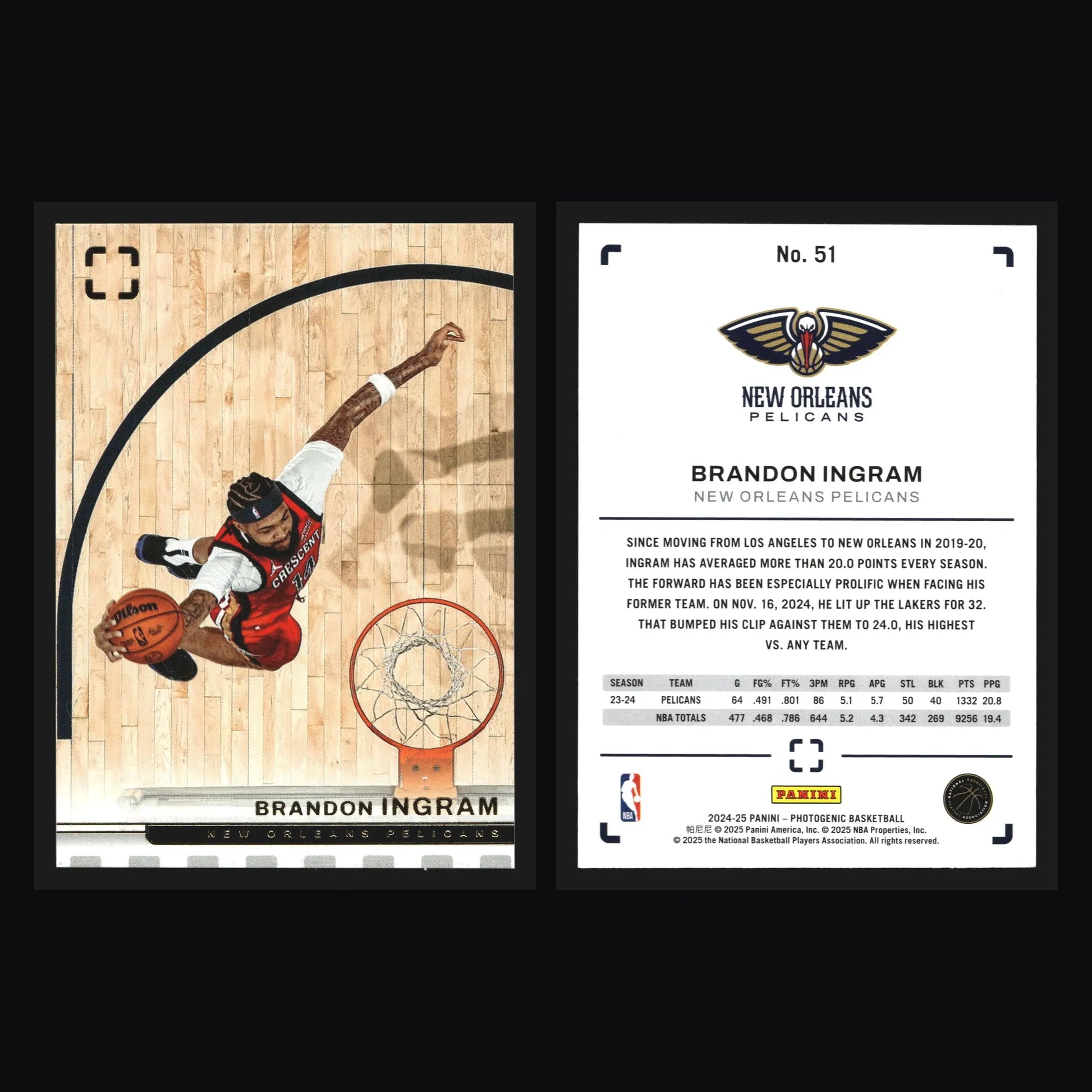 2024-25 Panini Photogenic Brandon Ingram #51 New Orleans Pelicans