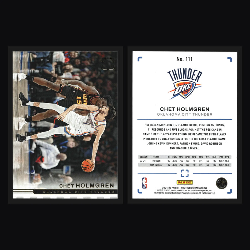 2024-25 Panini Photogenic Chet Holmgren #111 Oklahoma City Thunder - Basketball Card Single