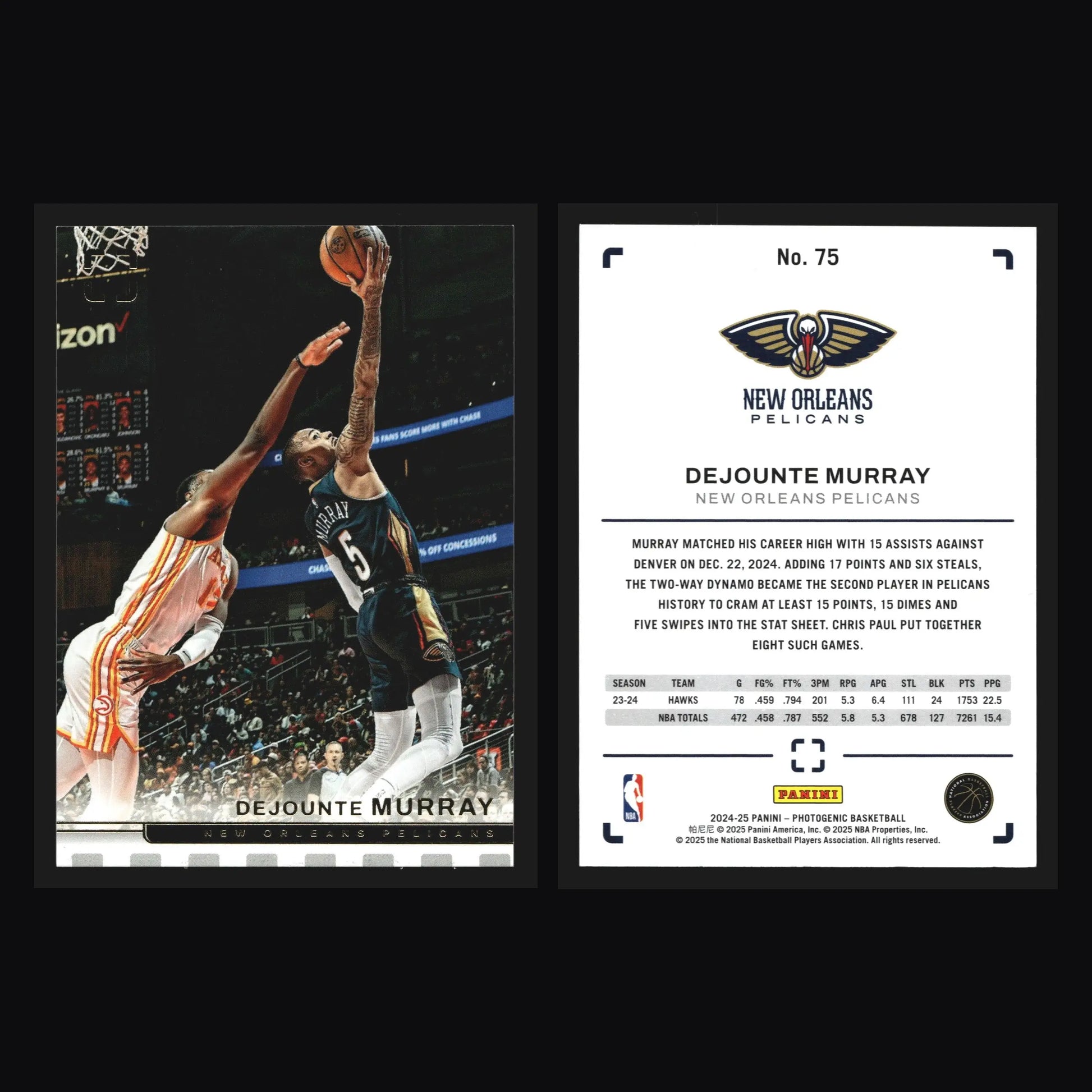 2024-25 Panini Photogenic Dejounte Murray #75 New Orleans Pelicans