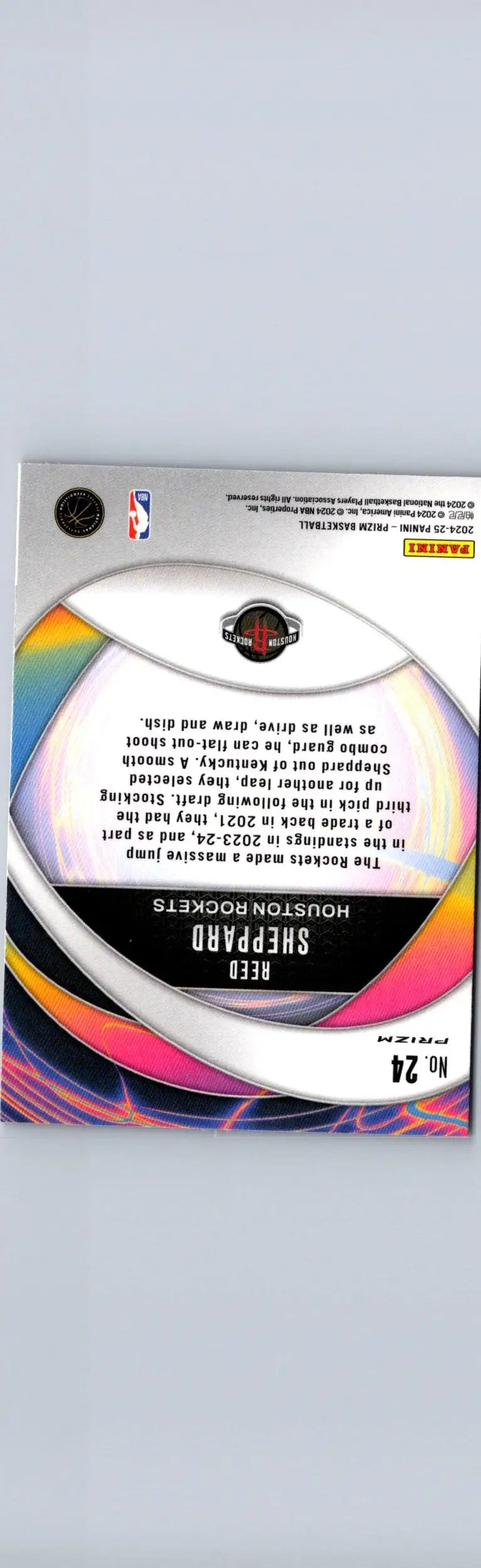 Basketball card back featuring Alexandre Sarr from 2024-25 Panini Prizm Sarr Instant Impact