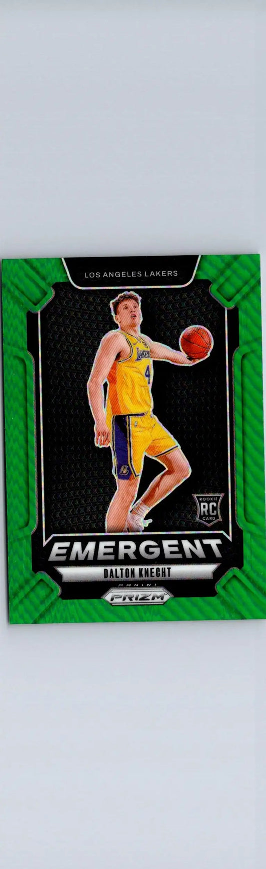 Green-bordered basketball trading card of Dalton Knecht Emergent Prizms Green from 2024-25 Panini Prizm