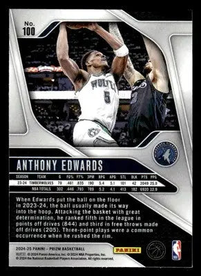 2024-25 Panini Prizm #100 Anthony Edwards - Basketball Card Single