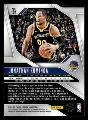 2024-25 Panini Prizm #104 Jonathan Kuminga - Basketball Card Single