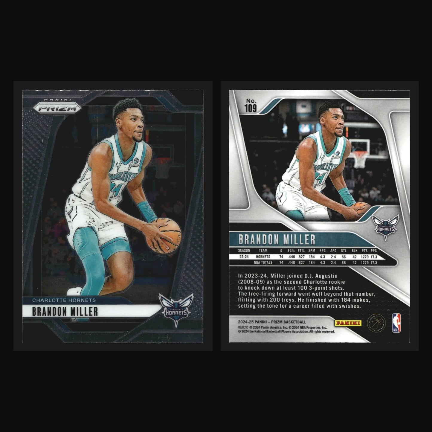 2024-25 Panini Prizm #109 Brandon Miller Charlotte Hornets - Basketball Card Single
