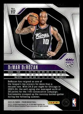 2024-25 Panini Prizm #117 DeMar DeRozan Base Sacramento Kings - Basketball Card Single