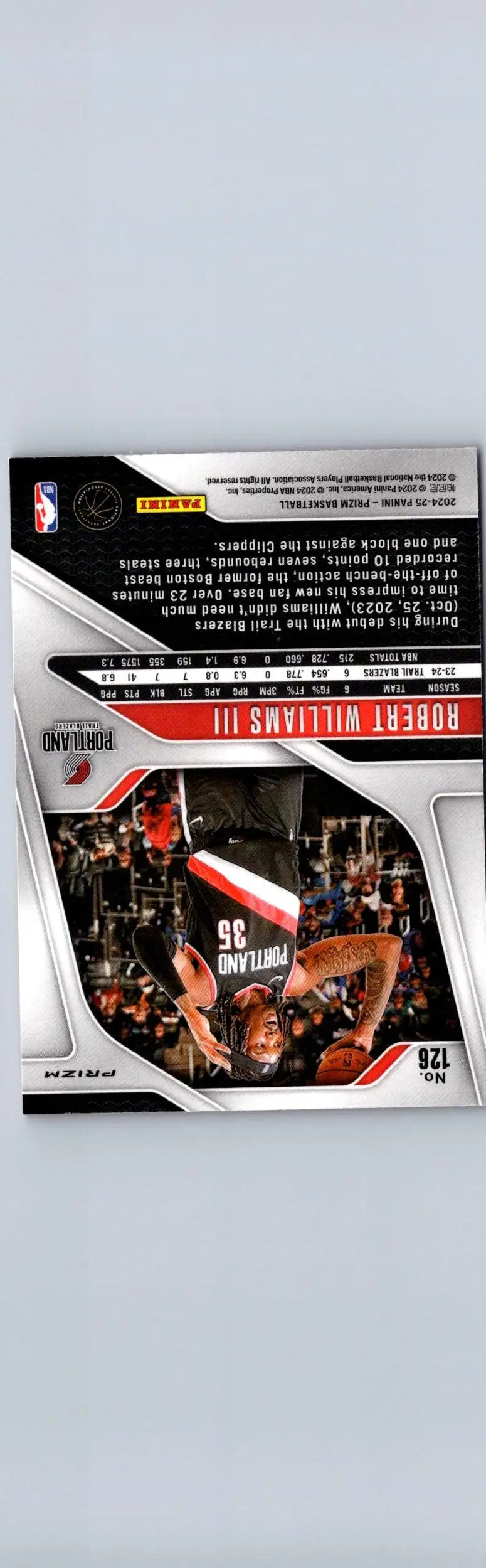Robert Williams III basketball card from 2024-25 Panini Prizm Prizms Pink Ice