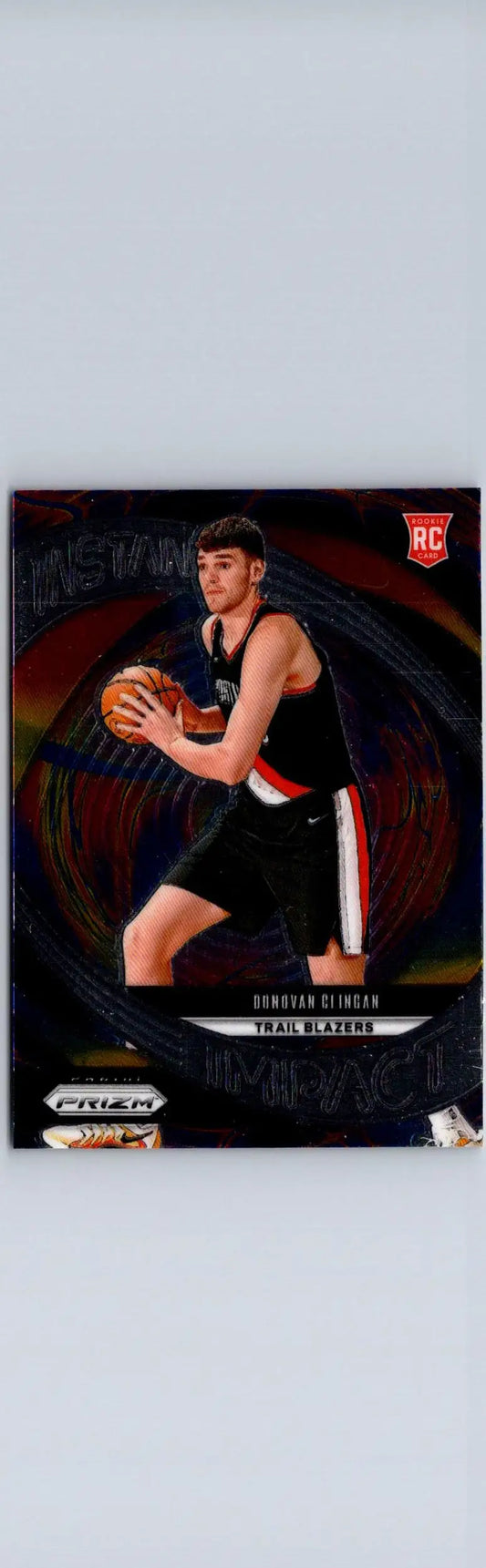 Basketball trading card featuring Donovan Clingan Instant Impact Prizms Silver 2024-25 Panini