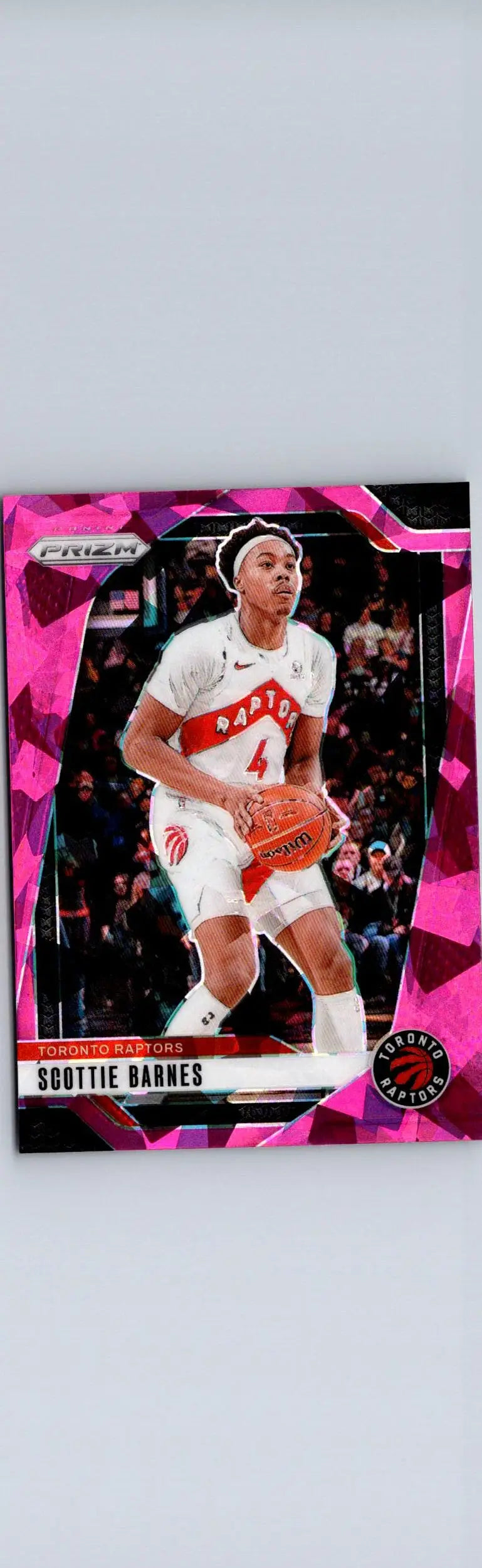 Scottie Barnes basketball card from 2024-25 Panini Prizm Barnes Prizms Pink Ice