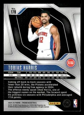 2024-25 Panini Prizm #178 Tobias Harris Base Detroit Pistons - Basketball Card Single