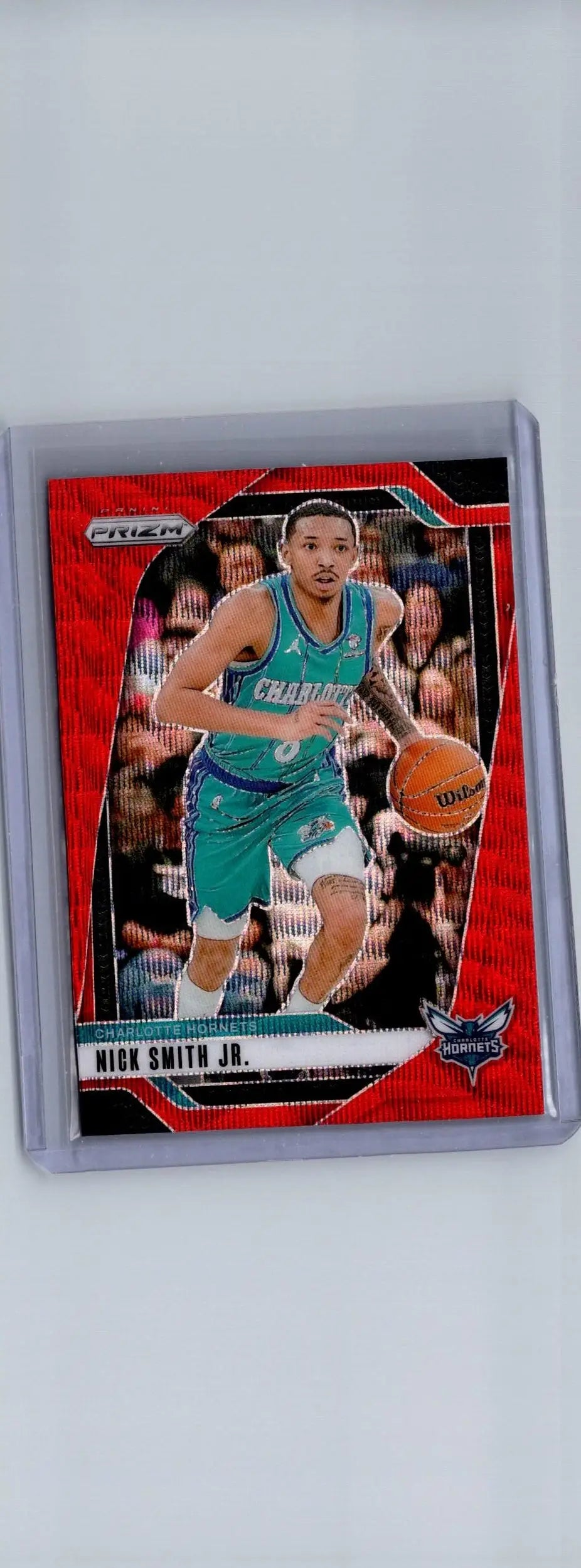 Red basketball trading card of Nick Smith Jr. from Panini Prizm Prizms Red Ice