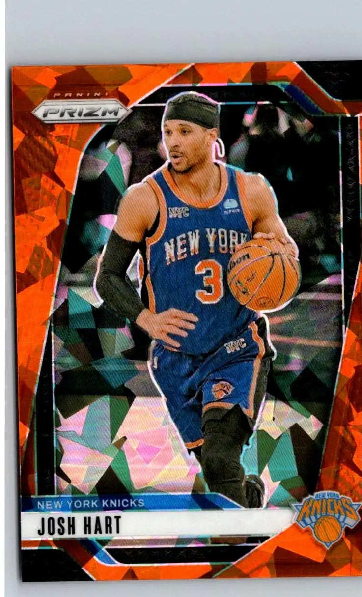 Josh Hart basketball card from 2024-25 Panini Prizm Hart Prizms Orange Ice