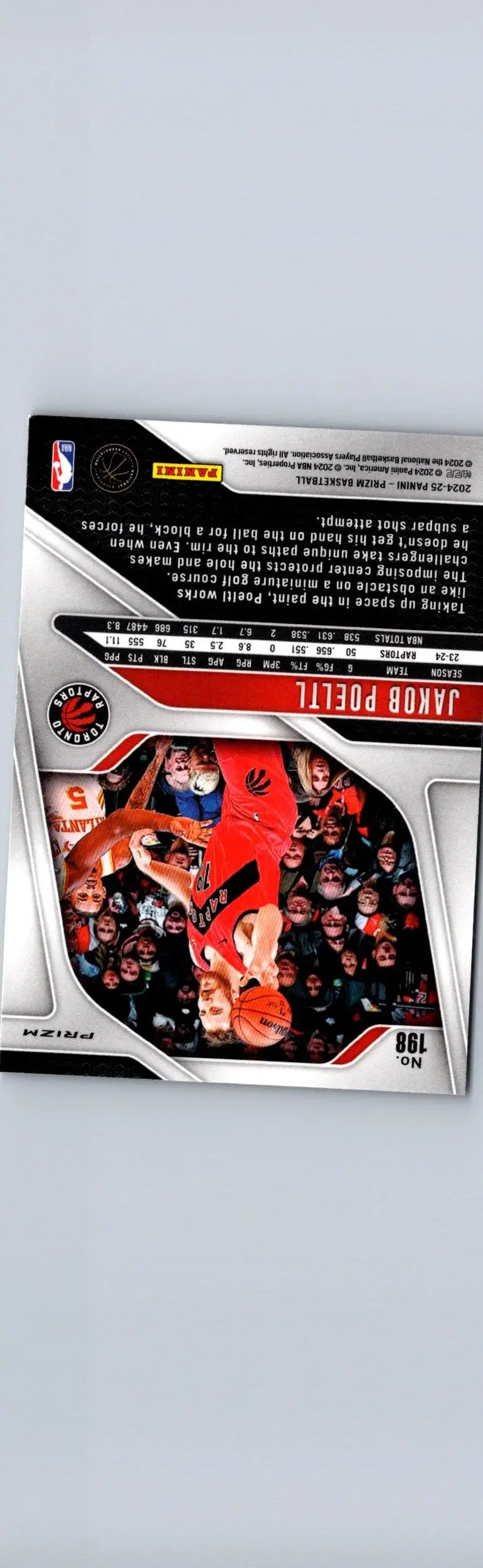 Basketball card featuring Jakob Poeltl Prizms Green from 2024-25 Panini Prizm series