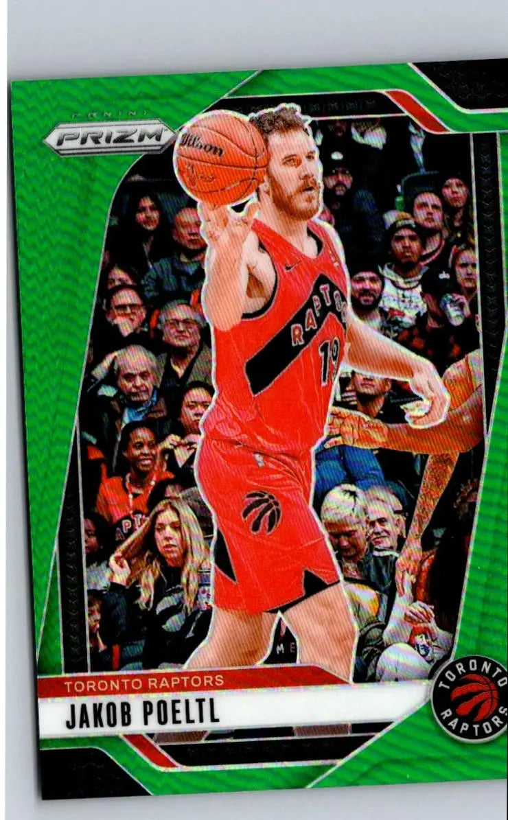 Jakob Poeltl basketball card 2024-25 Panini Prizm Prizms Green featuring Jakob Poeltl Prizms Green