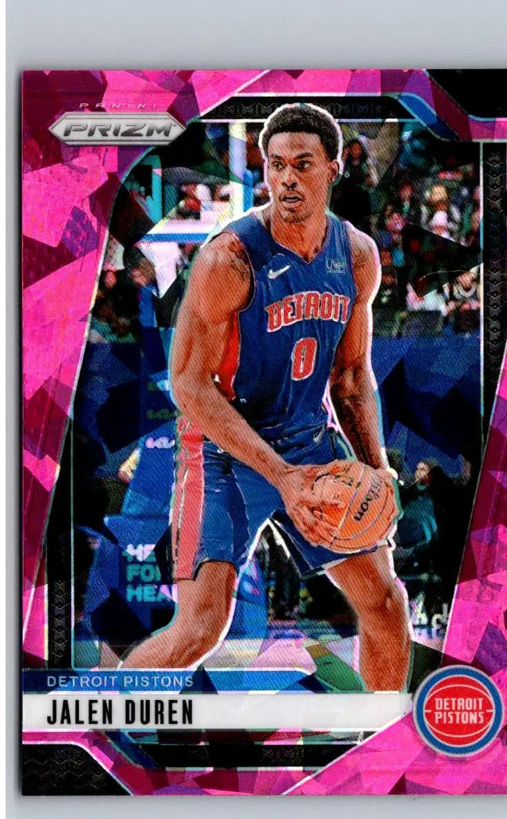Jalen Duren basketball card from 2024-25 Panini Prizm with Duren Prizms Pink Ice