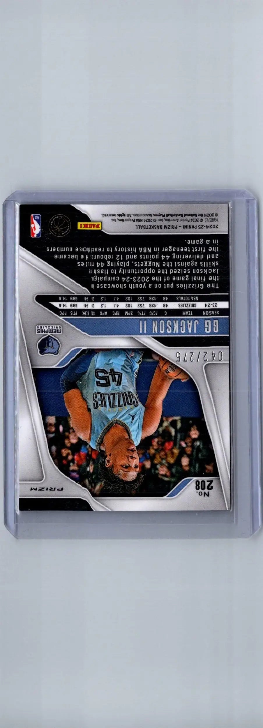 Basketball trading card of Ziaire Williams Memphis Grizzlies from Panini Prizm Jackson II Prizms Black White