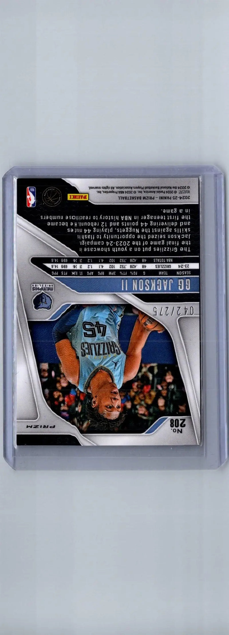 Basketball trading card of Ziaire Williams Memphis Grizzlies from Panini Prizm Jackson II Prizms Black White