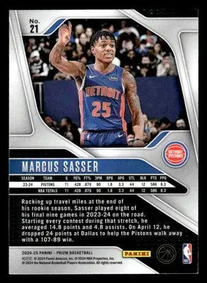2024-25 Panini Prizm #21 Marcus Sasser - Basketball Card Single