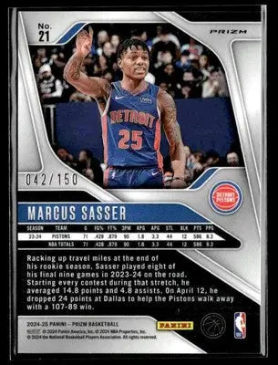 2024-25 Panini Prizm #21 Marcus Sasser Prizms Fast Break Blue #/150 - Basketball Card Single
