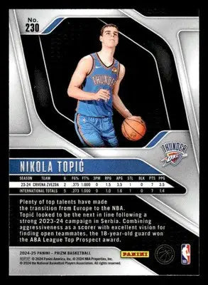 2024-25 Panini Prizm #230 Nikola Topic - Basketball Card Single