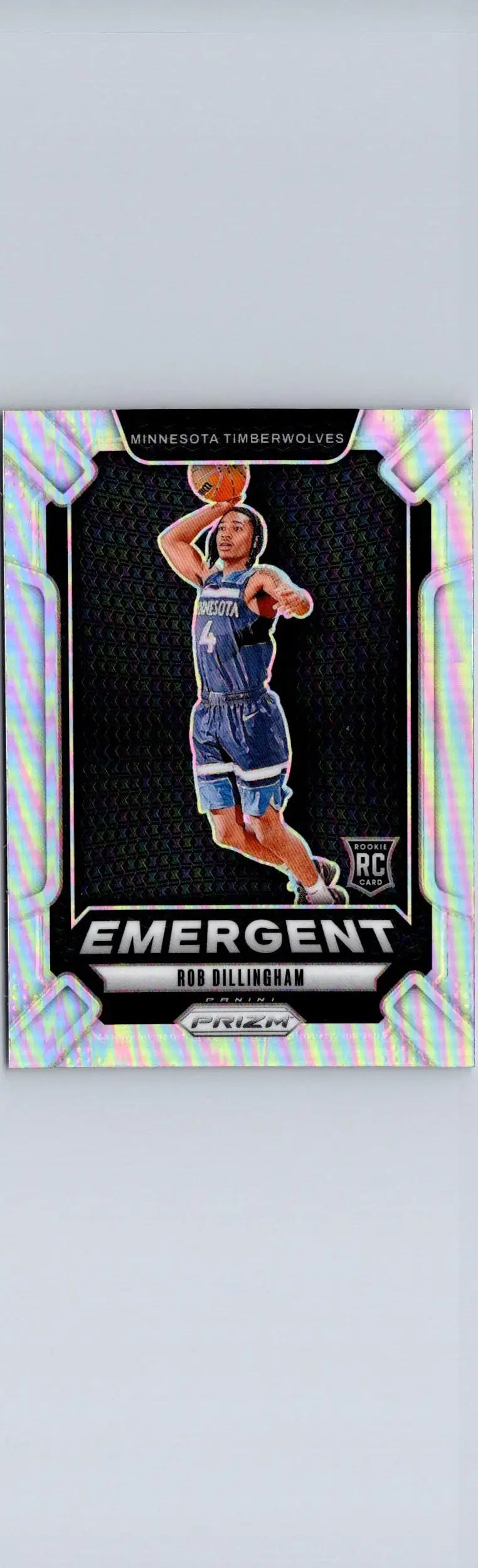 Rob Dillingham Emergent basketball trading card featuring player in blue uniform with number 4