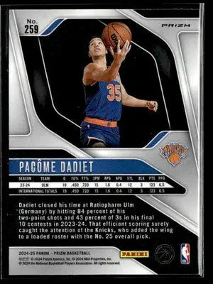2024-25 Panini Prizm #259 Pacome Dadiet Prizms Silver - Basketball Card Single