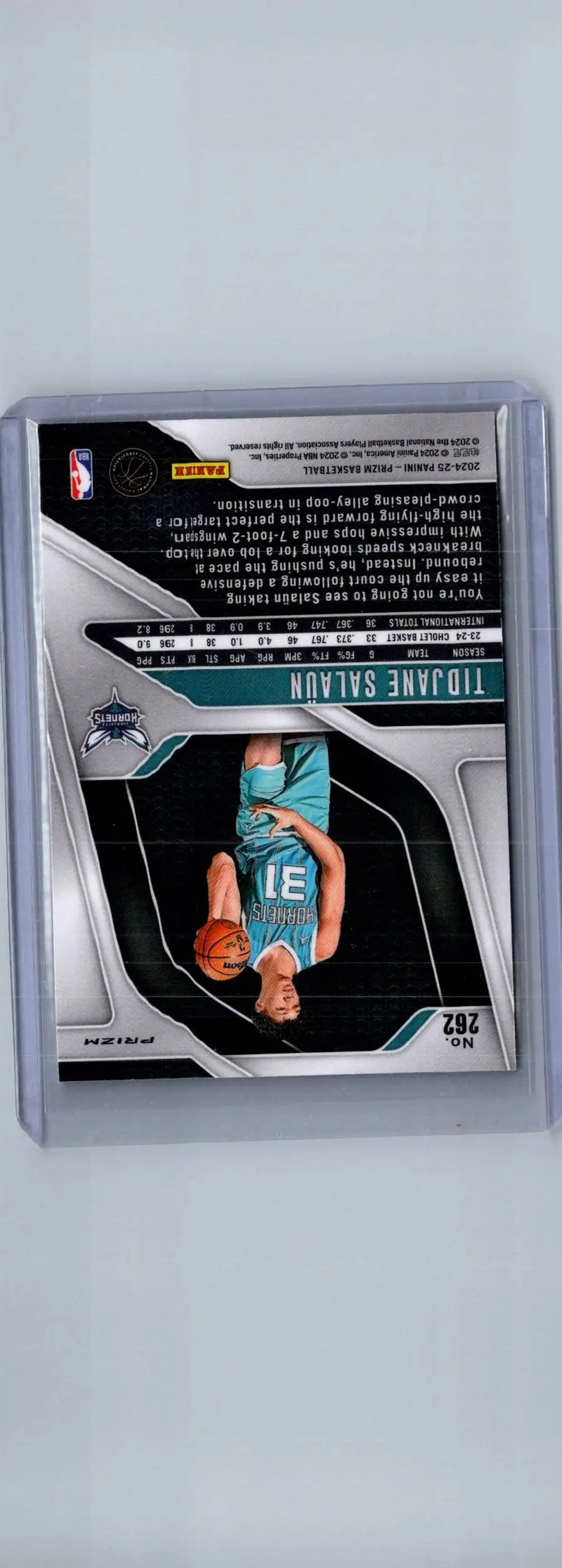 Collectible NBA trading card of Tidjane Salaun Prizms Green Ice featuring T.J. Salmen