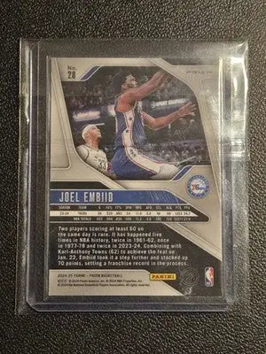 2024-25 Panini Prizm #28 Joel Embiid Prizms Black White SSP - Basketball Card Single